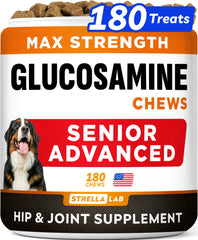STRELLALAB Senior glucosamina-condroitina masticables para perros, apoyando movilidad diaria.