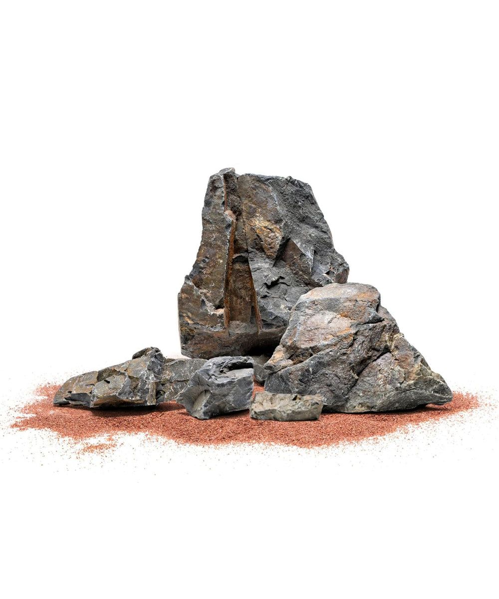 Piedras SubstrateSource tono marrón oscuro oxidado para acuario con aspecto natural.