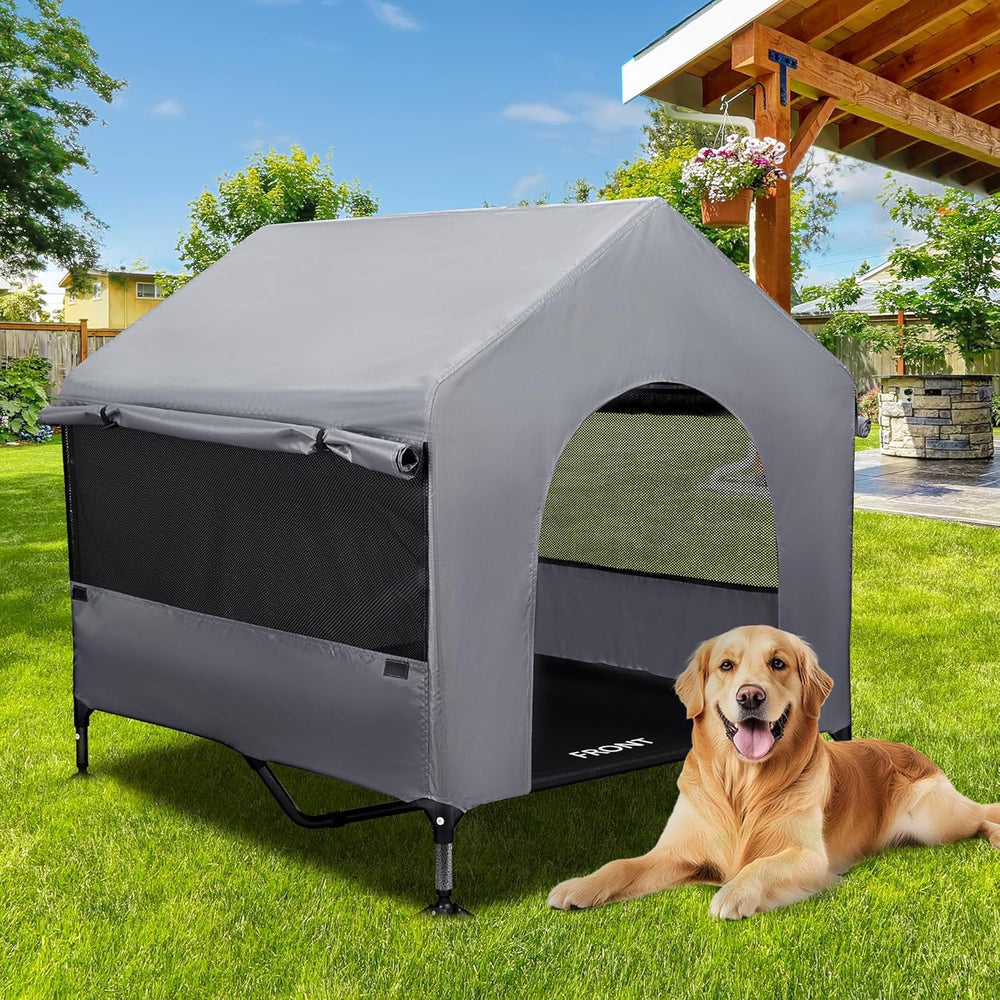 SUMMERTRAIL casa de perro grande, interior y exterior, con cama elevada para confort