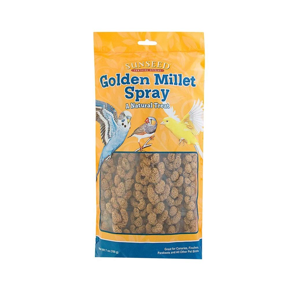Sunseed ramo de mijo para aves pequeñas, golosina para periquitos, jilguueros y canarios, ideal como snack diario