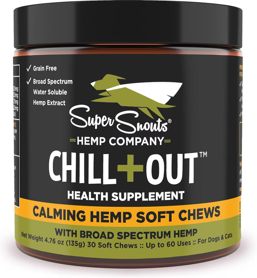 Super Snouts Chill + Out masticables relajantes para perros y gatos, promueven la calma diaria