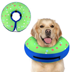 Supet collar donut inflable, vista frontal, para prevenir lamidos tras cirugía.