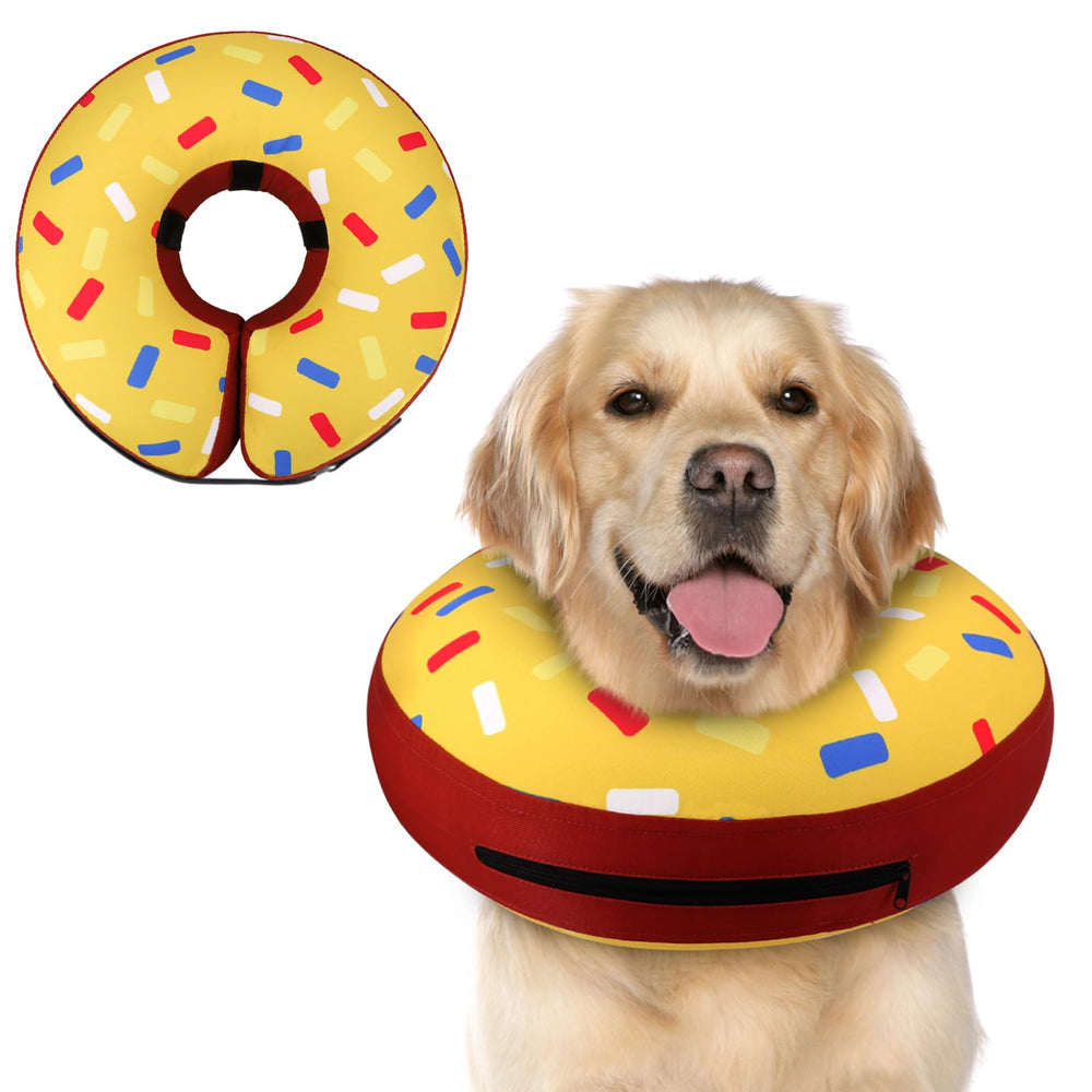 Supet cono inflable donut para perro, evita lamidos y protege la zona quirúrgica.