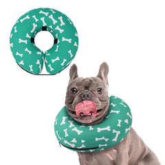 Supet cono inflable para perro, vista frontal, evita lamer la herida