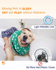 Supet cono inflable para perro, interior suave para el cuello