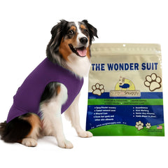 Surgi-Snuggly traje de recuperación para perro, vista frontal, comodidad de uso.