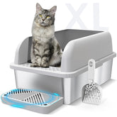 Suzzipaws caja-arena de acero inoxidable con tapa, reduce derrames y olores.