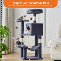 Sweetcrispy árbol para gatos 44 pulgadas, casita refugio para descanso cómodo.