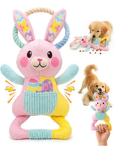 Juguete conejo peluche de Swooflia con estampado de Pascua para perros pequeños y medianos.