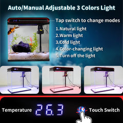 Tararium 20 Galón, iluminación LED de 3 colores para crear ambientes visuales