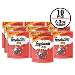 Temptations golosinas para gatos, langosta, primer-plano de textura crujiente y suave.