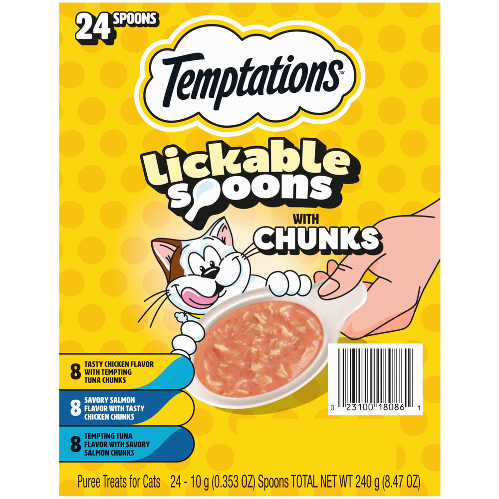 Temptations Lickable Spoons: paquete variado para recompensas deliciosas sin desorden.