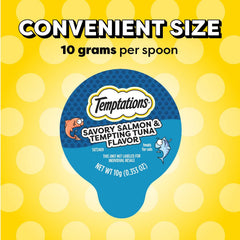 Porciones individuales de Temptations Lickable Spoons, control de ración y menos desorden.