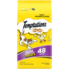 Temptations premios para gatos, crujientes y suaves con sabor a pollo, premio diario.