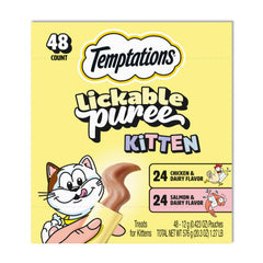 Temptations puré para gatitos, bolsita de pollo y lácteos, ideal para terminar la hora de juego