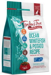 Tender & True, pescado blanco salvaje, fuente principal de proteína para gatos en su dieta diaria.