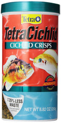 Tetra Cichlid Crisps, bolsa de alimento, fácil almacenamiento y dosificación.