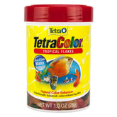 TetraColor Tropical Flakes, empaque de 1oz, fácil de almacenar y alimentar diariamente.