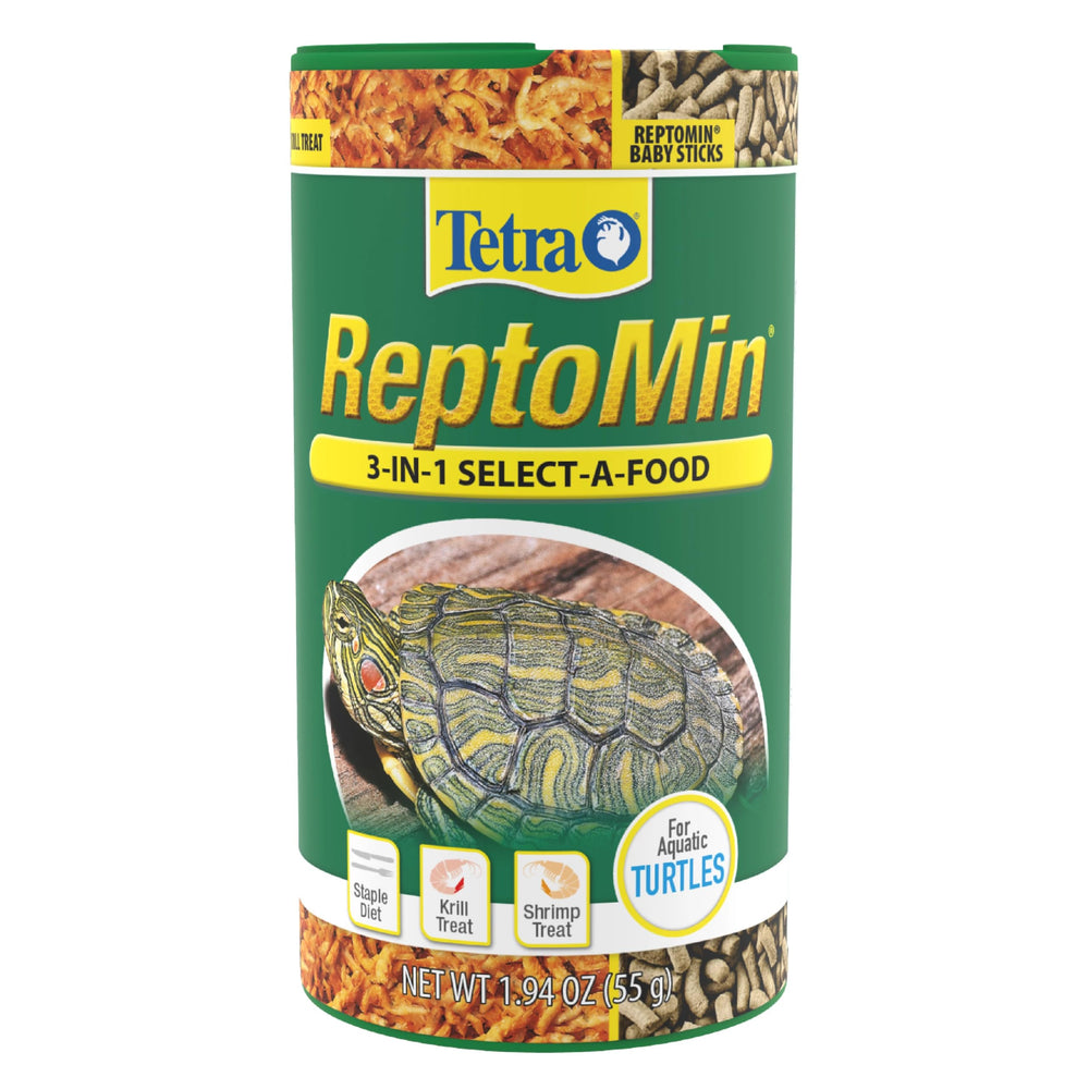 ReptoMin 3-en-1 en lata, tres opciones para tortugas acuáticas.