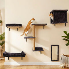 Teynouk 5en1 estanterías pared gato: sistema modular para trepar y descansar.