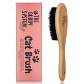 The Buddy System brosse chat avec poils de sanglier et manche bois pour pelage sain.