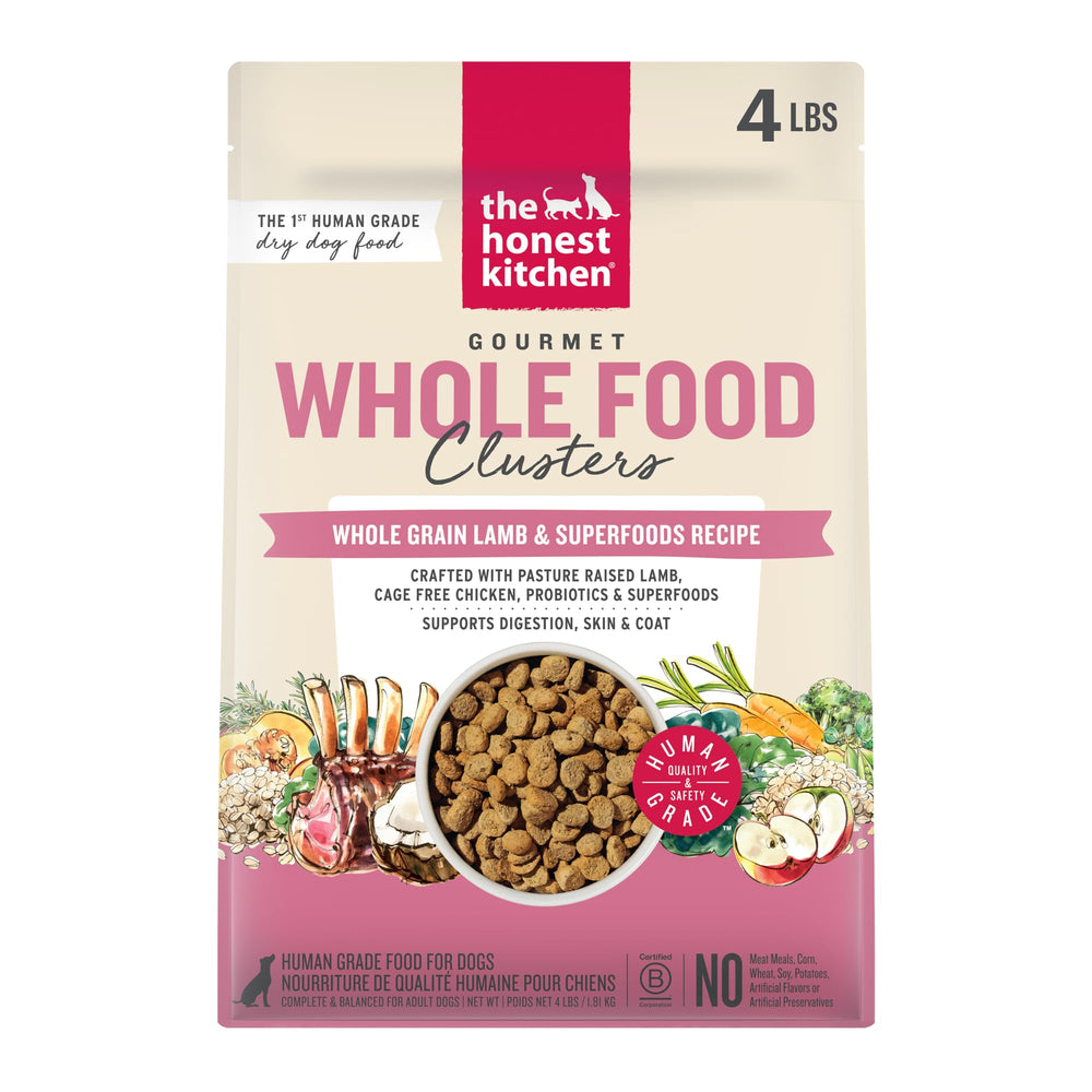 The Honest Kitchen con cordero clusters seco, fuente de proteína para perros activos