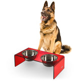 The LICKER STORE Keaton porta-alimentos elevado rectangular en acrílico rojo, diseño moderno.
