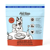 The Pets Table Lamb & Beef con arroz integral, bolsa deshidratada al aire, apoyo digestivo.