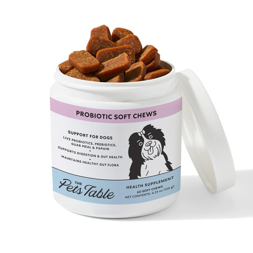 The Pets Table Probiotic Soft Chews: empaque práctico para perros.