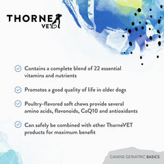 Mejora de la visión y cognición con ThorneVET Canine Geriatric Basics para mayores.
