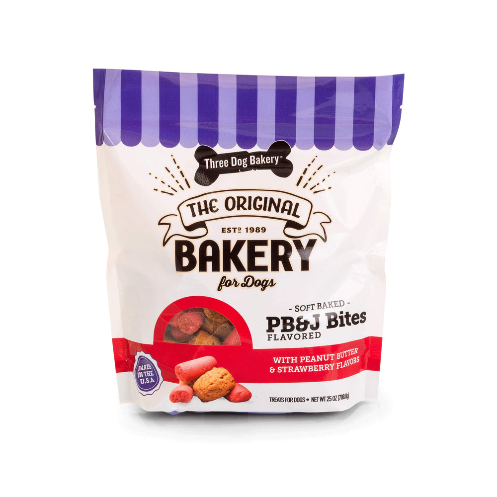 Three Dog Bakery bocaditos pb-j suaves, recompensa sabrosa para el entrenamiento diario
