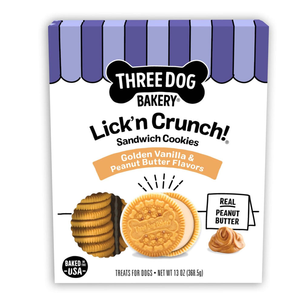 Three Dog Bakery Lick'n Crunch galletas doradas con vainilla para premio