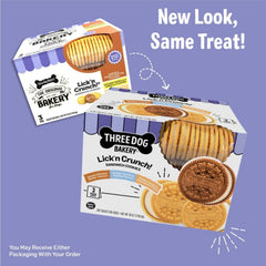 Three Dog Bakery Lick'n Crunch vainilla dorada, galleta horneada para perros de todas las edades.