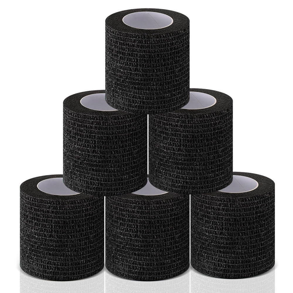 Bandaje amargo Threlaco para mascotas, 6 rollos, negro, cobertura amplia.