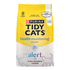 Purina Tidy Cats Tidy Care Alert: arena de sílice con cristales para fácil mantenimiento y olor fresco.