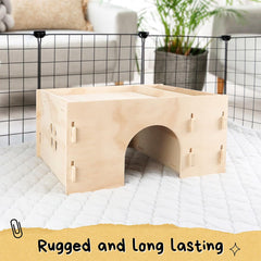 TiereCare Casita de madera para chinchillas con espacio acogedor