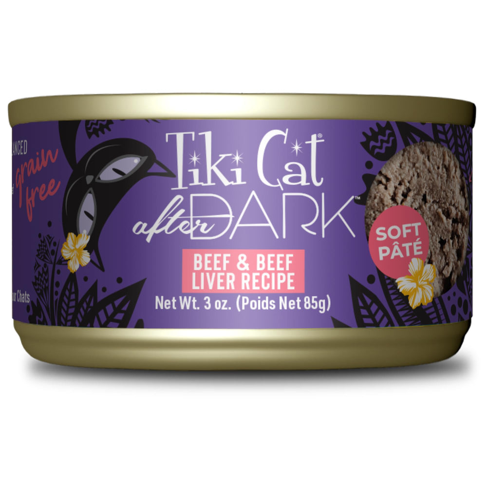 Tiki Cat After Dark Pate en lata de 3 oz, textura suave para gatos adultos