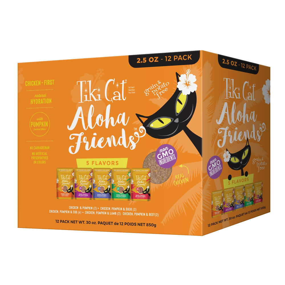 Tiki Cat Aloha Friends, envases de variedad para probar sabores diferentes en cada comida