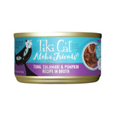 Tiki Cat Aloha Friends con atún, primera ingrediente, aporta proteína para gatos activos.