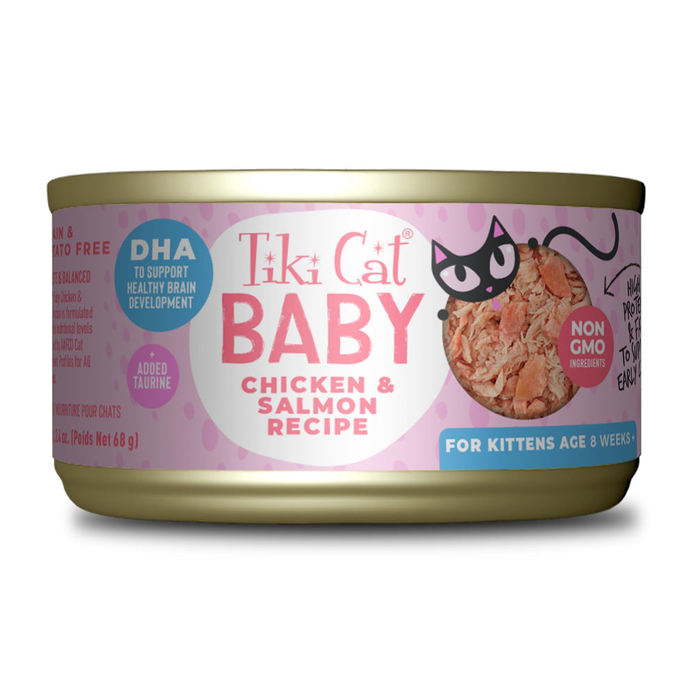 Tiki Cat Baby, lata de 2.4 oz, para gatitos en crecimiento, listo para servir