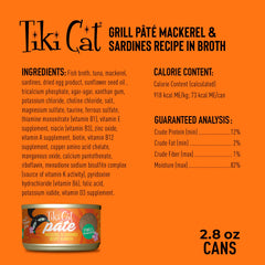 Tiki Cat Grill Pâté textura suave, atractiva para gatos selectos.