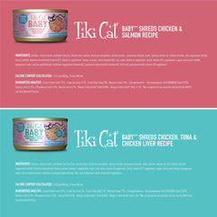 Tiki Cat Baby Shreds lata pollo-huevo, opción de proteína para gatitos en crecimiento