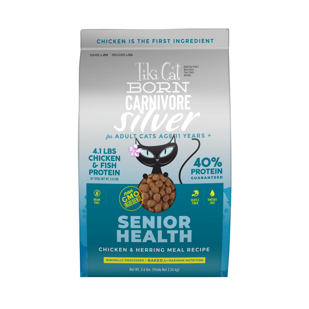 TIKI PETS, comida seca para gatos mayores, ayuda a mantener la masa muscular.