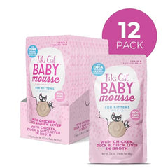 Ingredientes reales de pollo y pato en Tiki Cat Baby Mousse, sabor suave para gatitos.