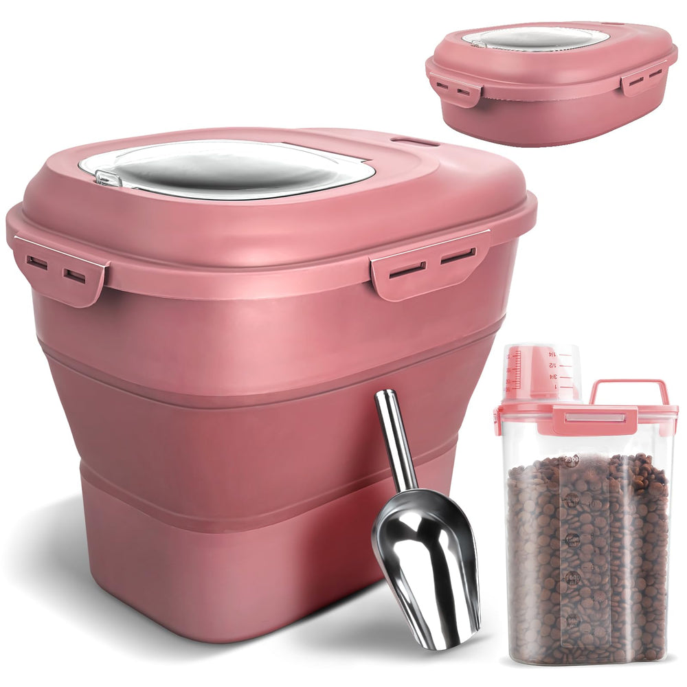 TIOVERY: contenedor plegable para comida de perro que ahorra espacio y mantiene frescura.