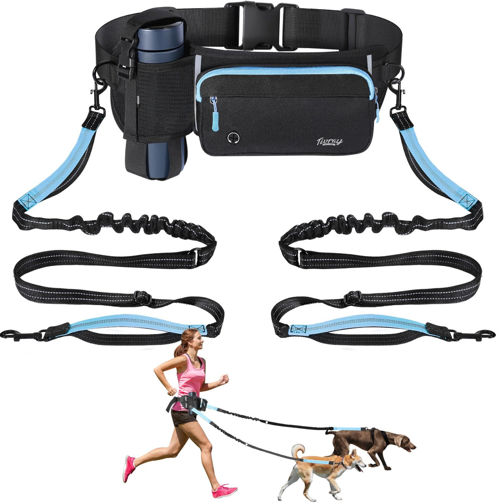 Tivray correa manos libres con asa acolchada para dos perros, control cómodo.