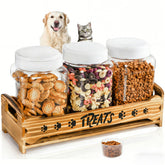 Tlence contenedor de golosinas para perros con frascos plásticos, almacenamiento práctico.