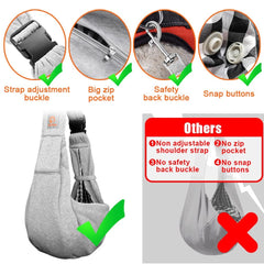 TOMKAS portador-perro-pequeño-gris-correa-ajustable, ideal para adaptarse.