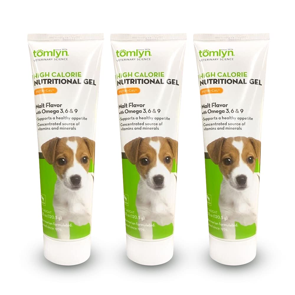 Tomlyn Nutri-Cal: tubo aplicando, aporta calorĂas extra para cachorros activos.