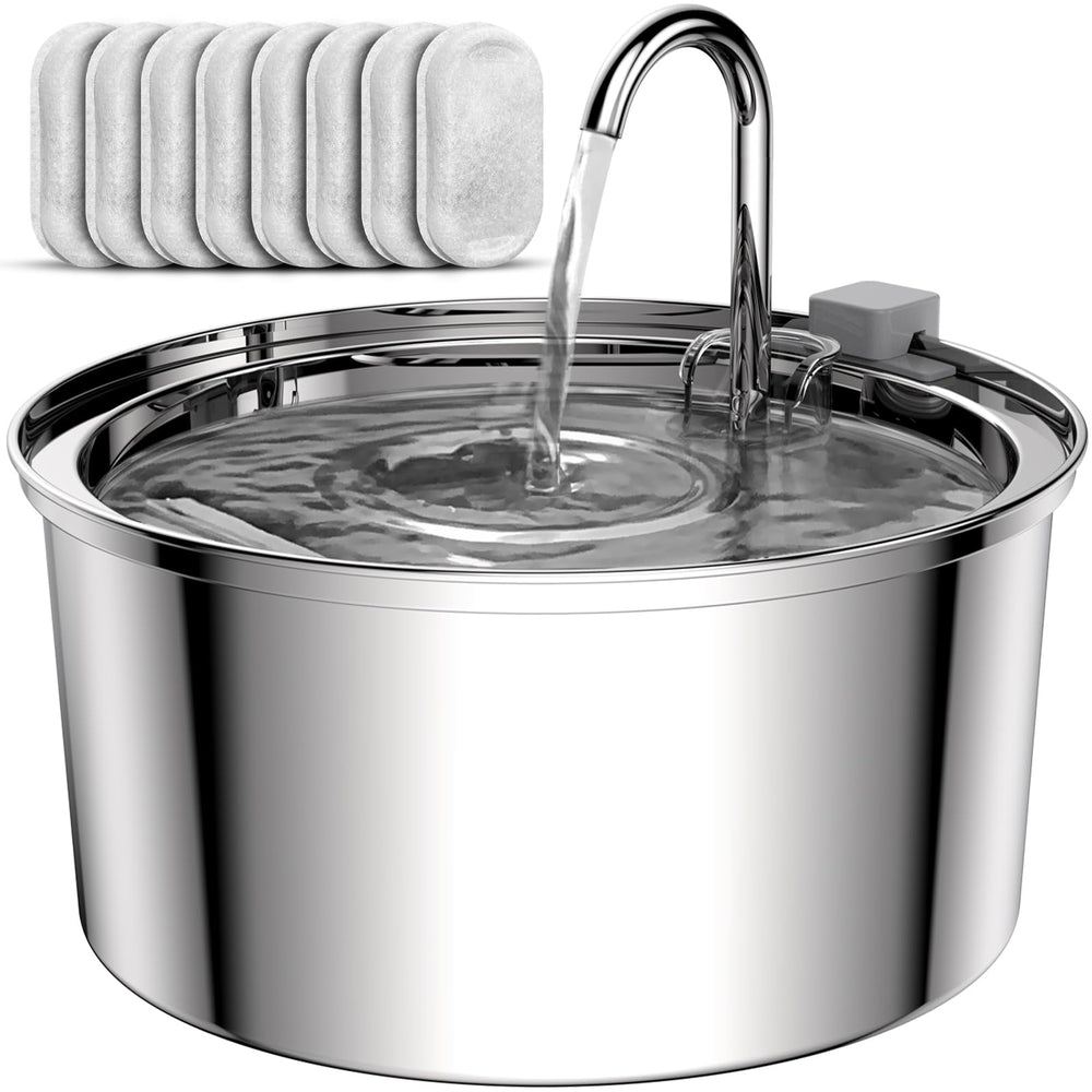 Tomxcute fuente para gatos en acero inoxidable, capacidad 3,2 L, agua fresca constante.